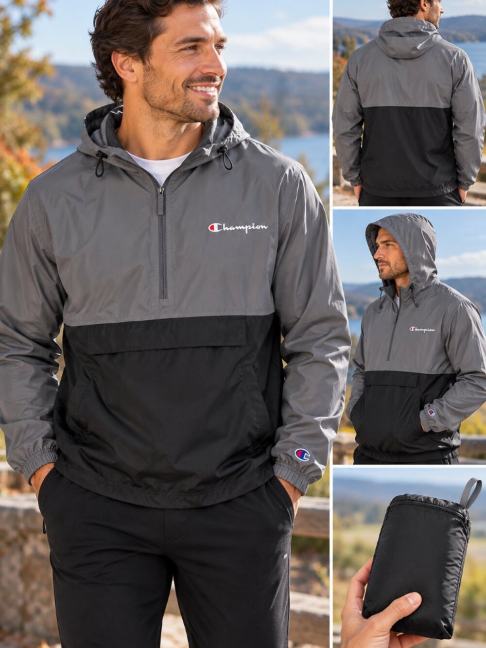 Champion Colorblock Packable Anorak Windbreaker Jacket Men’s XL